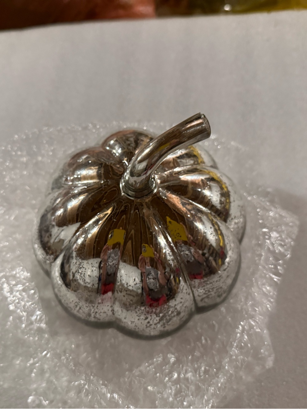 New Pottery Barn Silver Antique Mercury Glass Pumpkin Luminary, Small